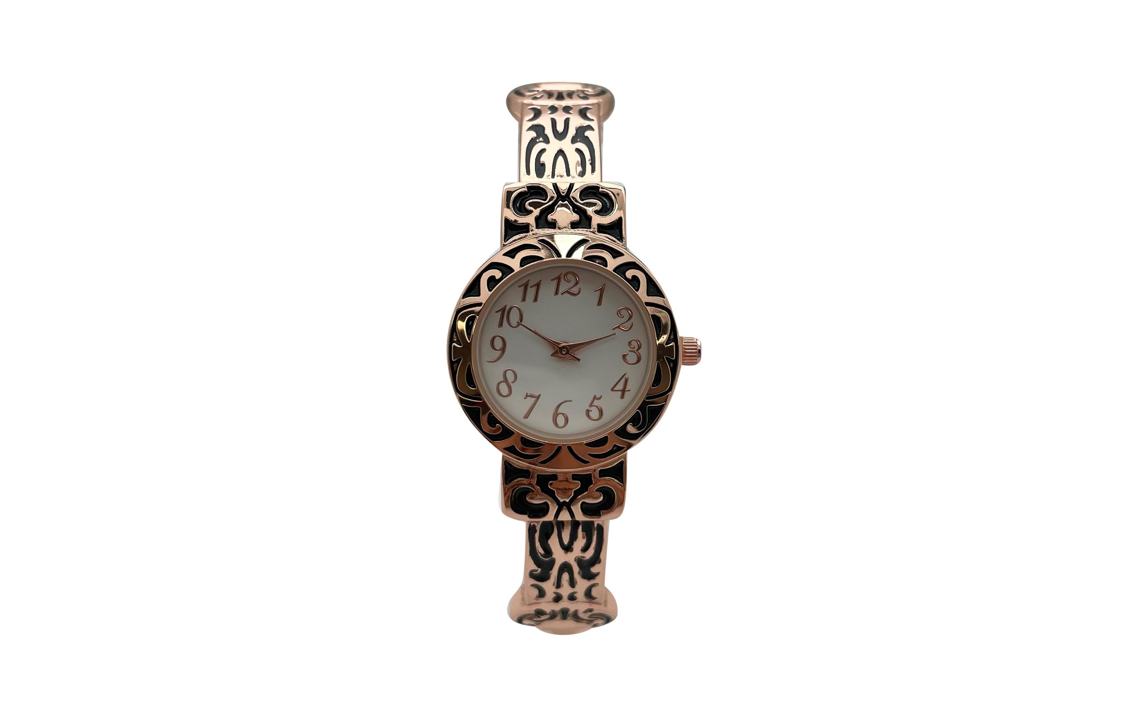 Olivia Pratt Metallic and Detailed Round Face Bangle Women Watch