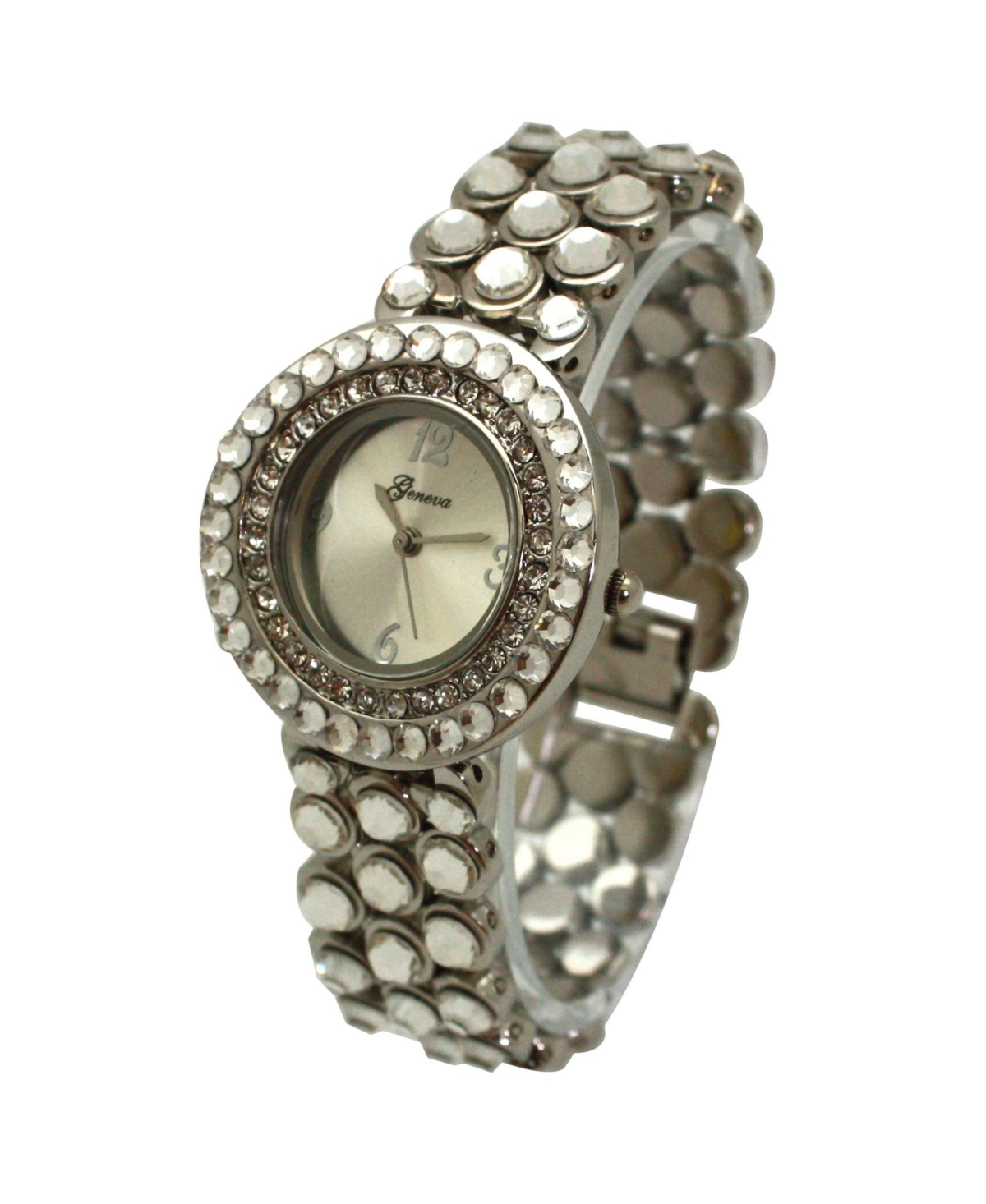 Olivia Pratt Silver Shiny Rhinestones Metallic Women Watch