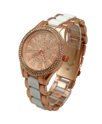 White Rose Gold Rhinestones Dial Women Watch