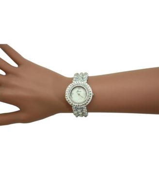 White Shiny Rhinestones Metallic Women Watch