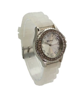 Clear Every Day Thin Band Silicone and Rhinestones Colorful Women Watch