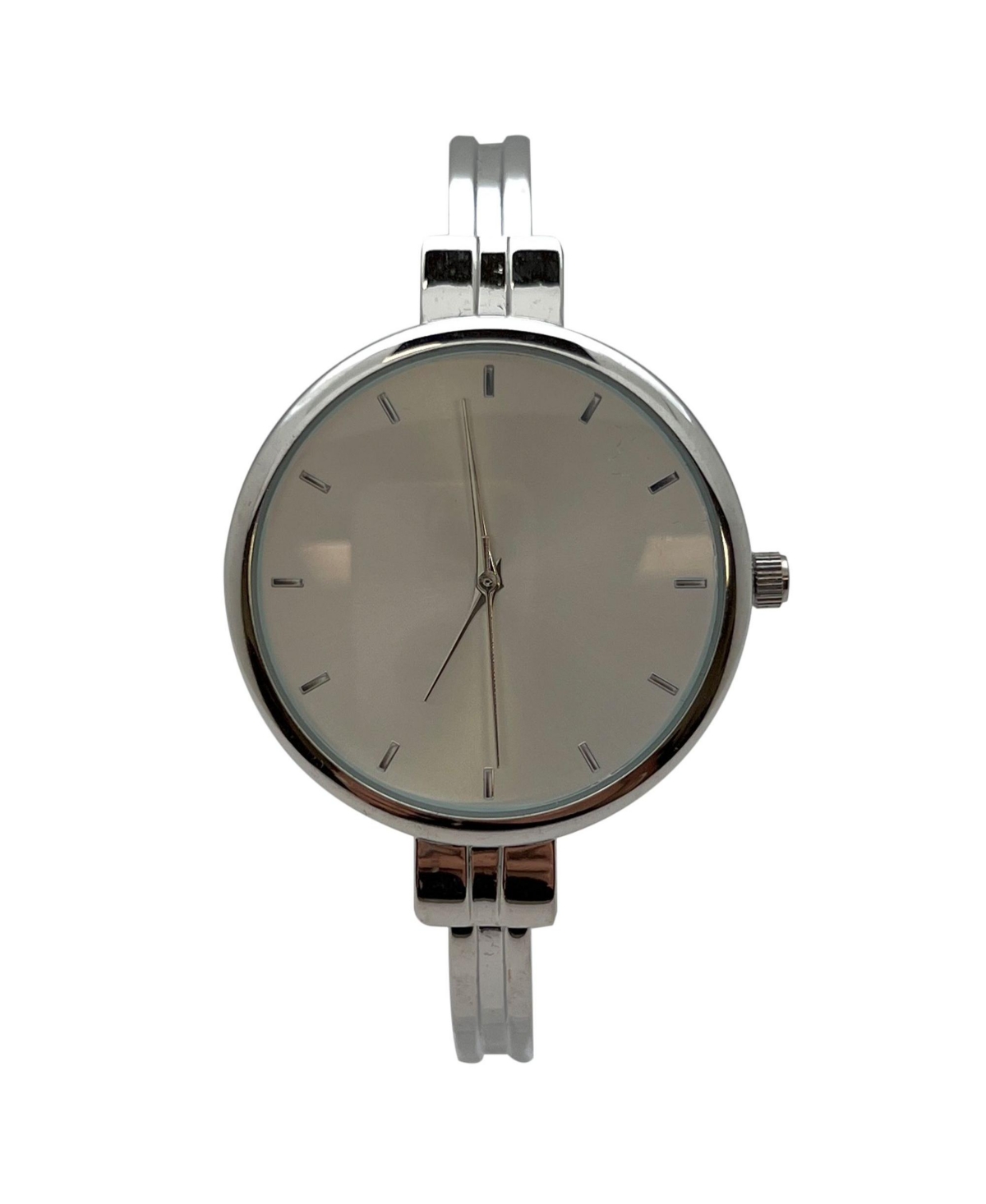 Olivia Pratt Silver Big Face Minimalist Bezel Bangle Women Watch