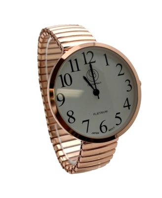 Rose Gold Stretch Band Big Face Shiny Colors Women Watch