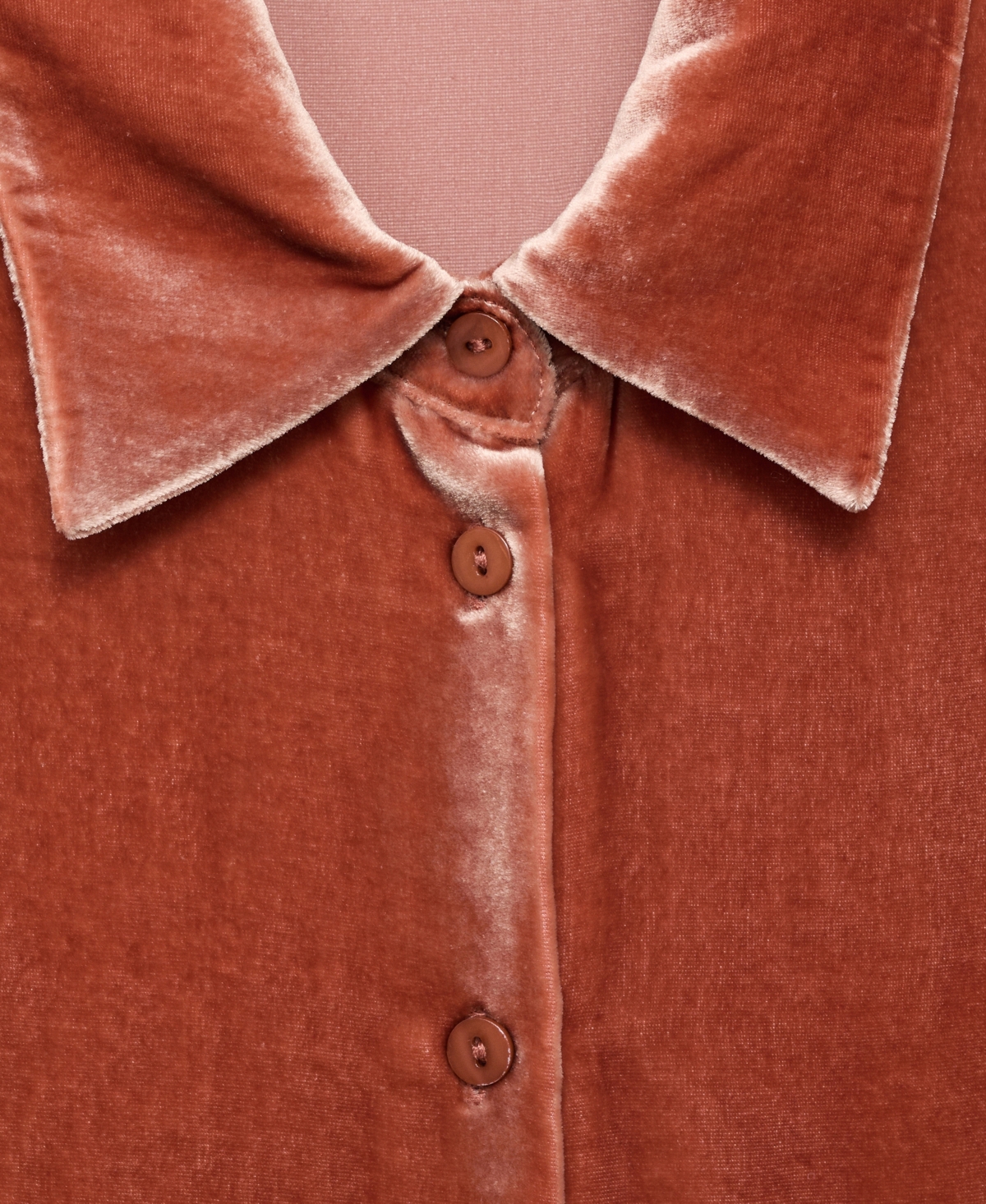 Mango Velvet Button-up Shirt In Orange
