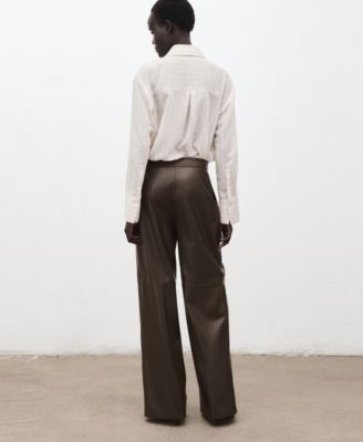 Women's Leather-Effect Wide Leg Pants