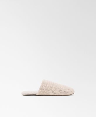 Women's Sherpa Lined Crochet Mule Slippers