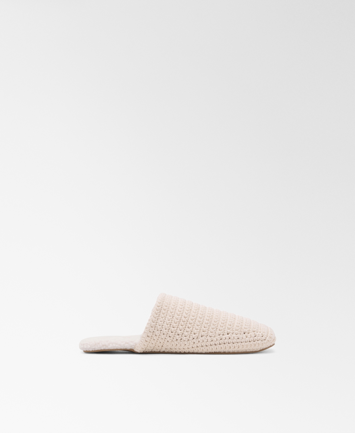 Mango Women's Sherpa Lining Crochet Mule Slippers