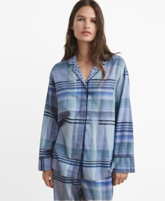 MANGO - Women's Piping Detail Printed Pajama Shirt