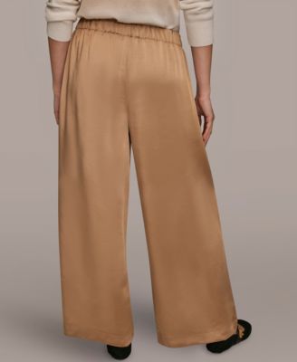 Women's Pull-On Satin Mid Rise Wide Leg Pants