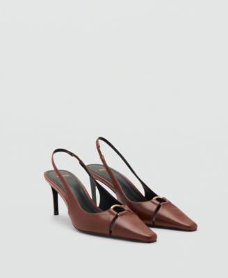 MANGO - Women's Ring Detail Leather Heeled Shoes