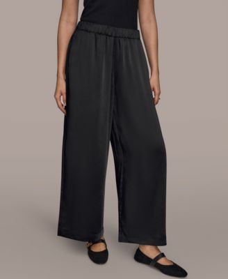 Women's Pull-On Satin Mid Rise Wide Leg Pants