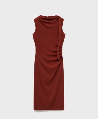 MANGO - Women's Knot Detail Ruched Dress