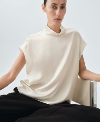 Women's Silk Satin Turtleneck Blouse