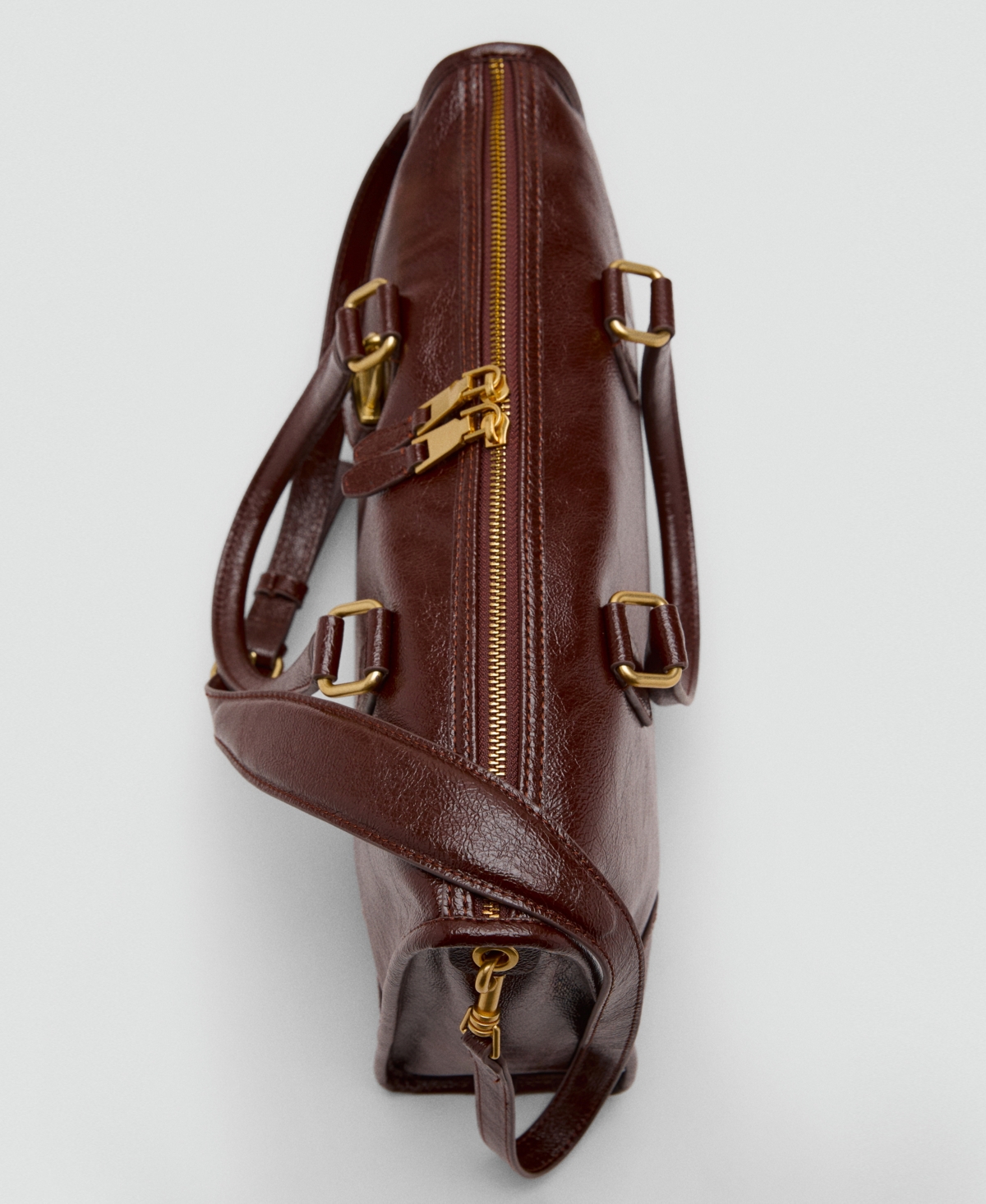 Mango Faux Leather Satchel In Brown