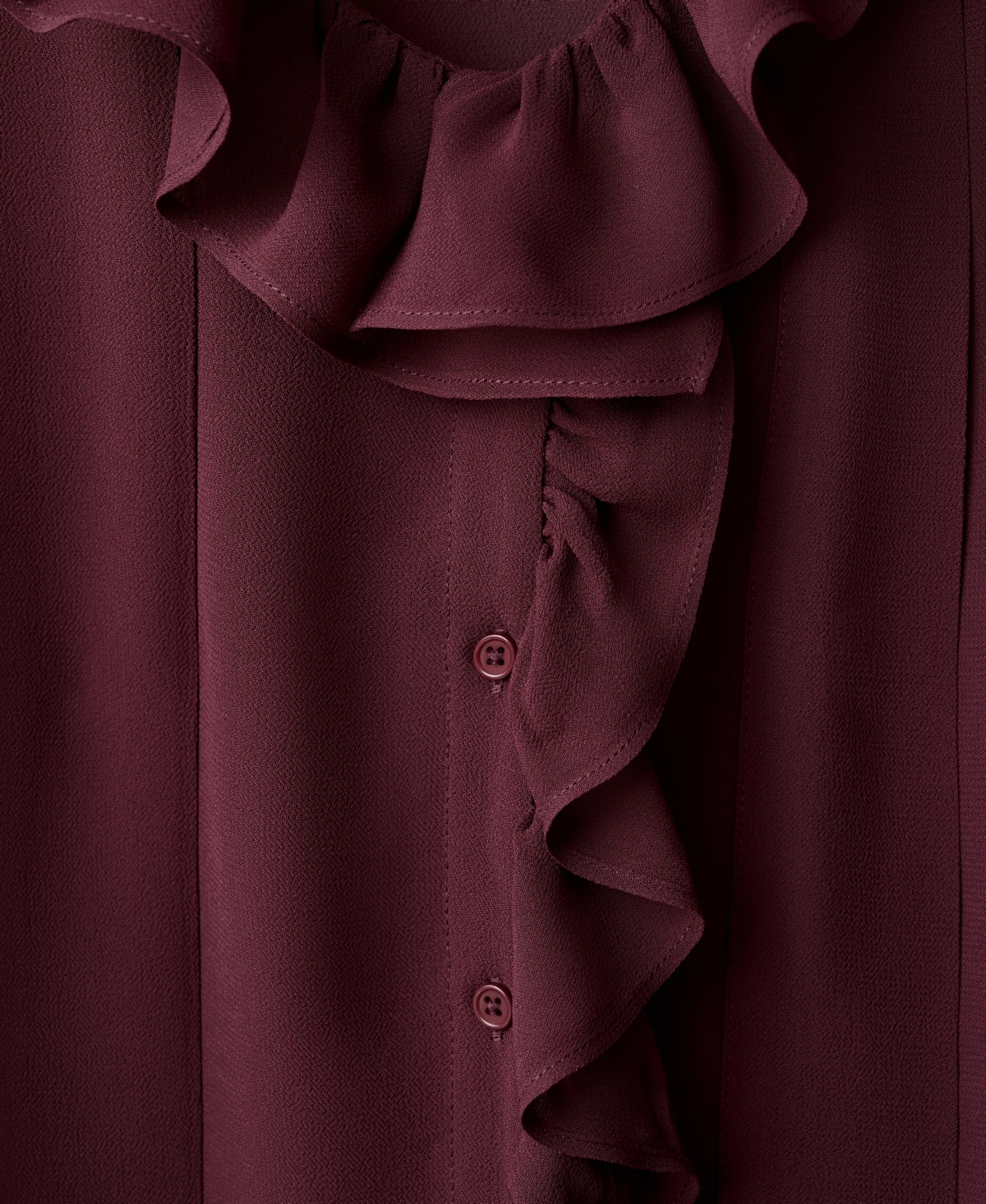 Mango Ruffle Front Button Top In Burgundy