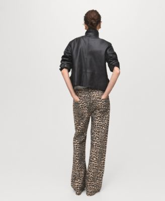 Women's Leopard-Print Straight Jeans