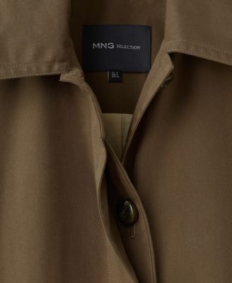 Women's Concealed Buttons Long Cotton Trench Coat