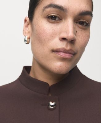 Women's Jewel-Button Strip Collar Jacket