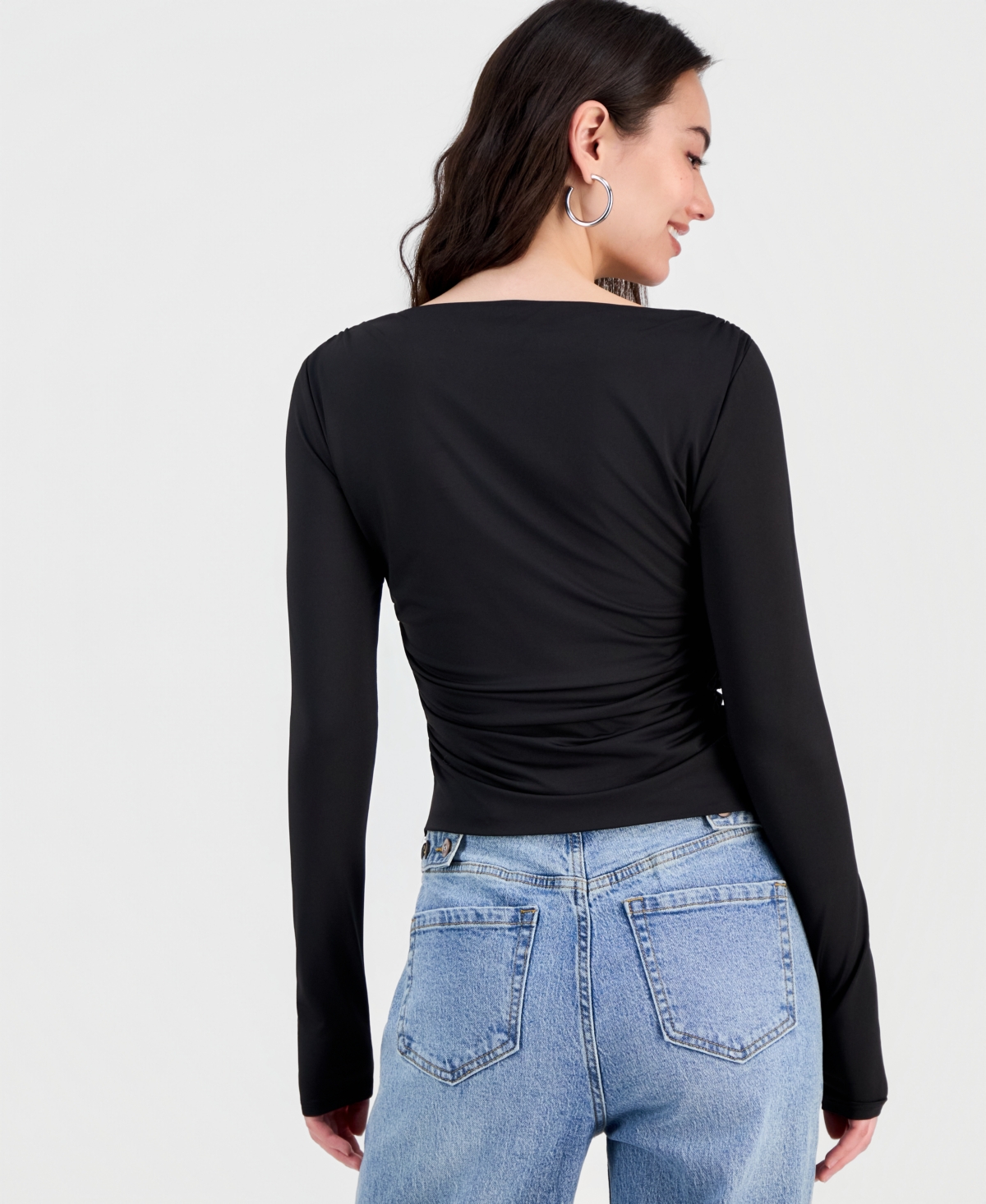 Bar Iii Women's Boat-neck Jersey Top, Macy's Exclusive In Black