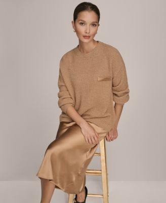 Women's Long Sleeve Waffle Stitch Sweater