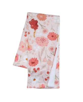 Flower Power Floral/Strawberry Soft/Cozy Fleece Baby Blanket