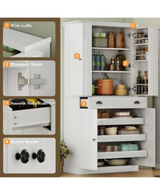Kitchen Pantry Cabinet 72" Height, Freestanding Cupboard with Drawer