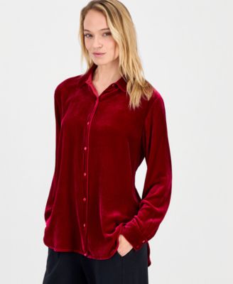 Eileen Fisher - Women's Collared Long-Sleeve Shirt, Regular and Plus