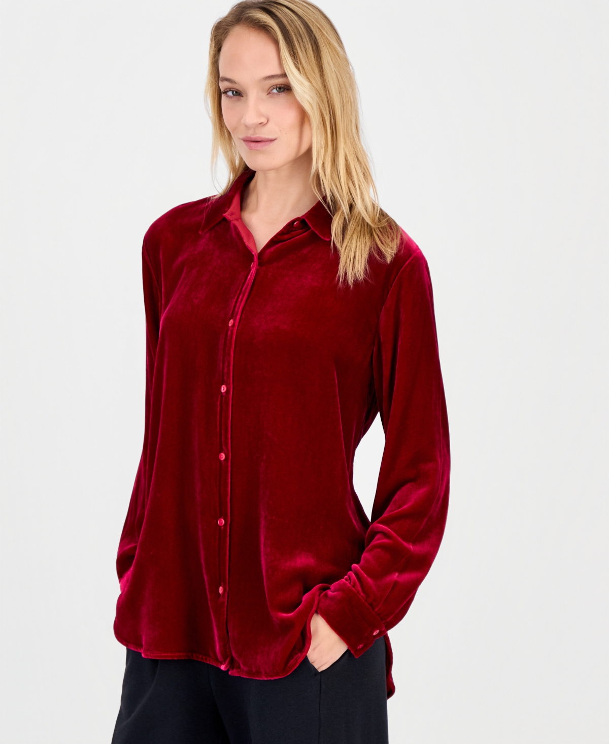 Eileen Fisher Women's Collared Long-Sleeve Shirt, Regular and Plus