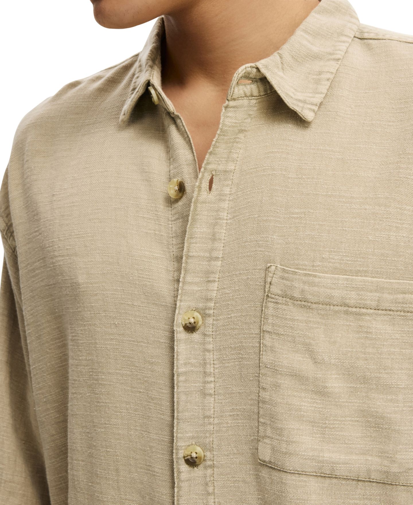 Мужская рубашка Cotton On Washed Long-Sleeve, цвет: Тёмно-синий — фото 6