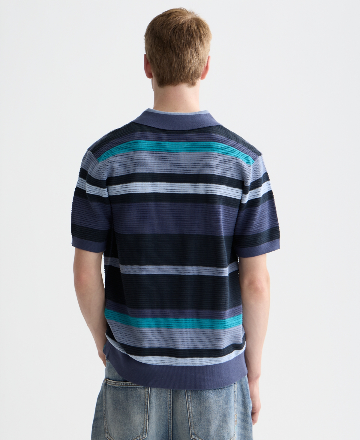 Scotch & Soda Men's Knitted Striped Regular-Fit Polo Shirt