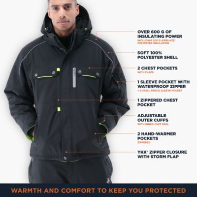 Men's Extreme Hooded Jacket Heavy-Duty Winter Coat, Insulated Cold-Weather Outerwear