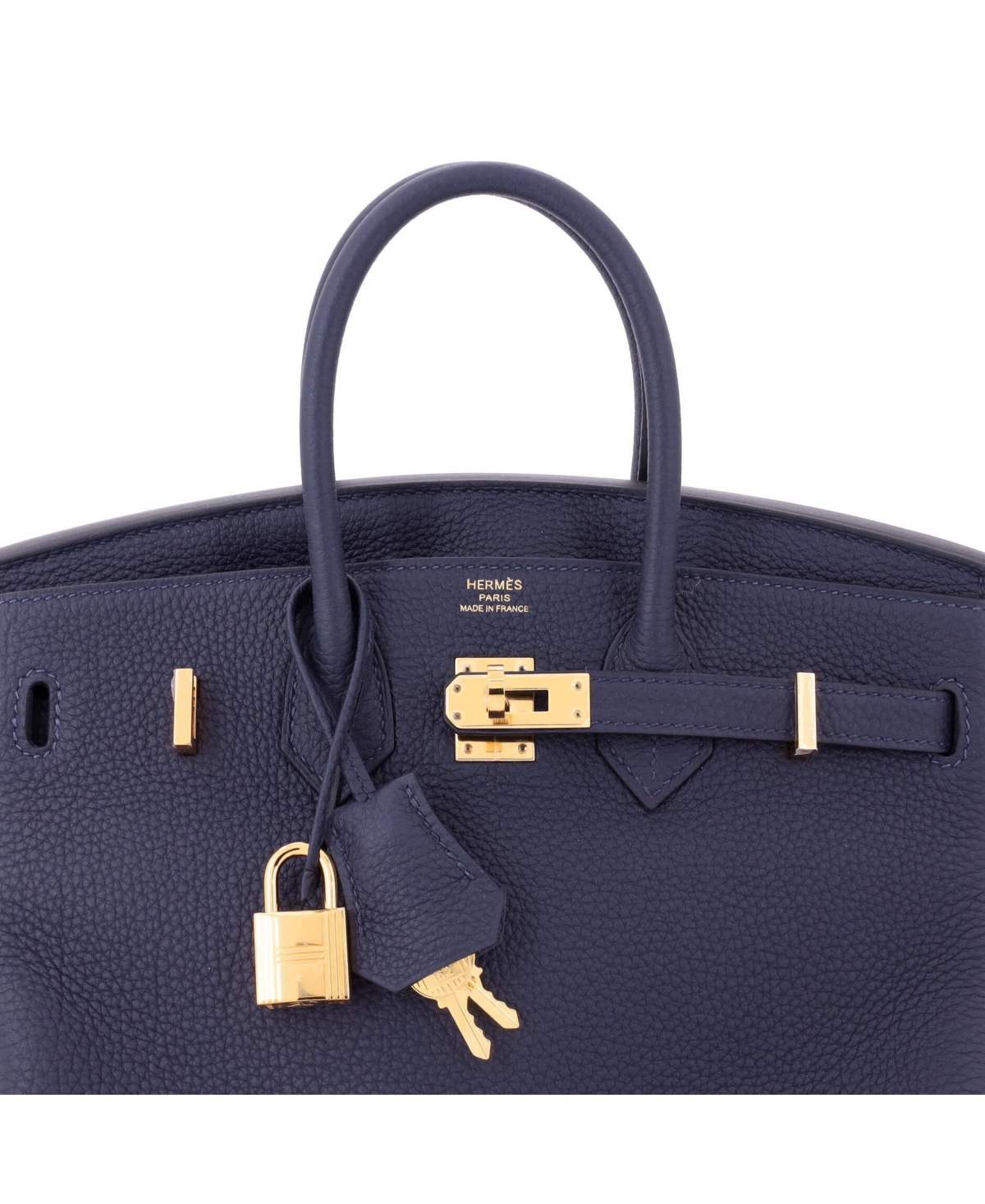 Pre-Owned HERMA‰S Birkin 25 Handbag Blue Togo with Gold Hardware
