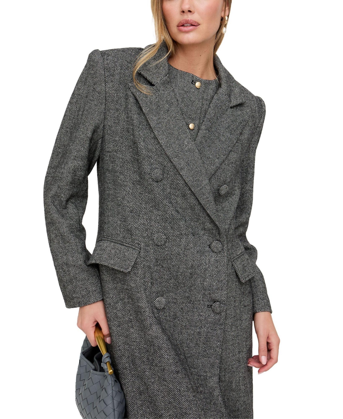 Lily and Lionel London Women's Jakki Tailored Herringbone Print Coat