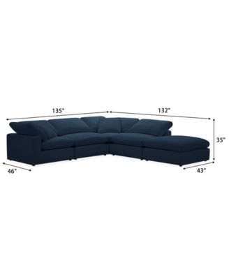 Fog 5-Pc. Fabric L-Sectional Ottoman End Sofa Set