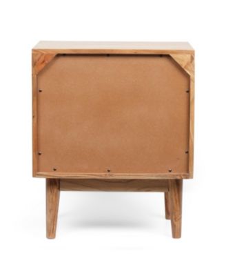 1-Piece, Mango Wood, Hand-Carved Detail, Boho Style, Nightstand