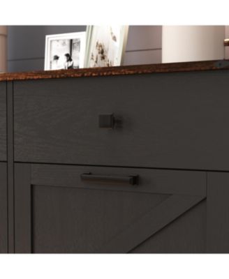 39.3"W Engineered Wood Farmhouse Black Double Tilt-Out Trash Cabinet