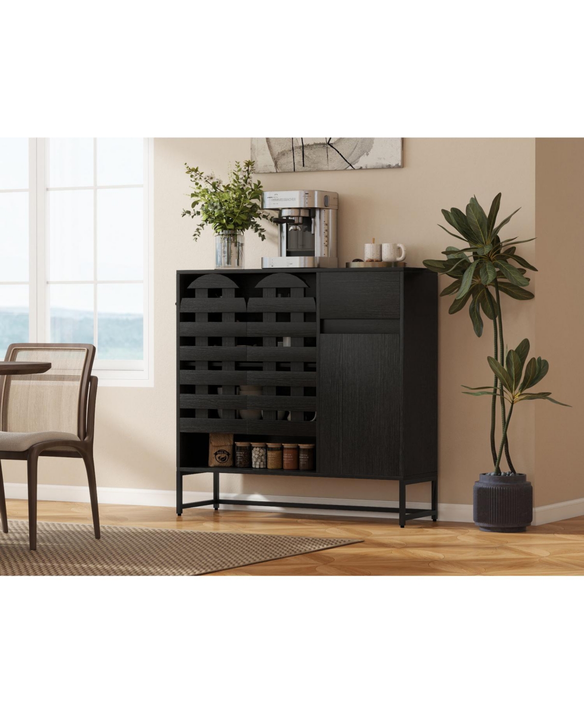 Streamdale Black Woven Door Accent Cabinet - Kitchen/Living/Dining