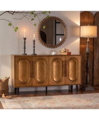 Sideboard Buffet Cabinet - Wood Kitchen Cabinet, Handleless 4-Door Console