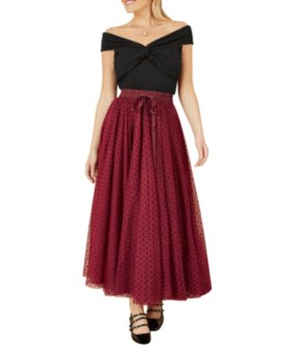 Women's Mesh Heart Print Tulle Skirt