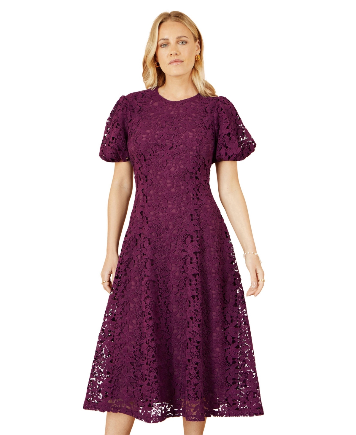 Yumi Women's Stretch Lace Midi Dress