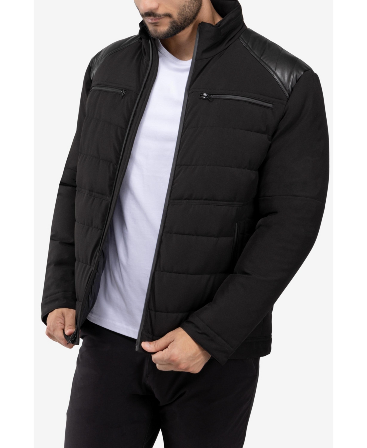 Xray Men's Puffer Jacket With Pu Shoulder