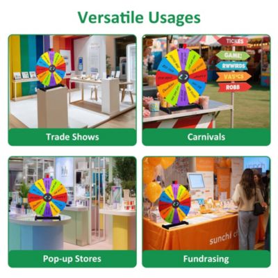 24" DIY Modular Prize Wheel Spinning Game Tabletop 12 Slots Dry Erase for Carnival Spinner Game Events School