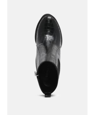 Women's Beatriz Croc Print Block Heel Ankle Boots