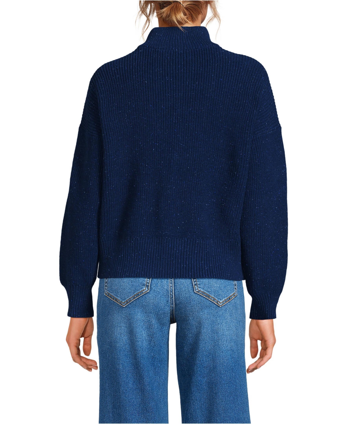 Lands' End Women's Petite Drifter Shaker Wedge Quarter Zip Sweater