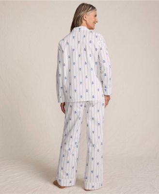 Women's Cotton Poplin 2 Piece Pajama Set - Long Sleeve Top and Pants
