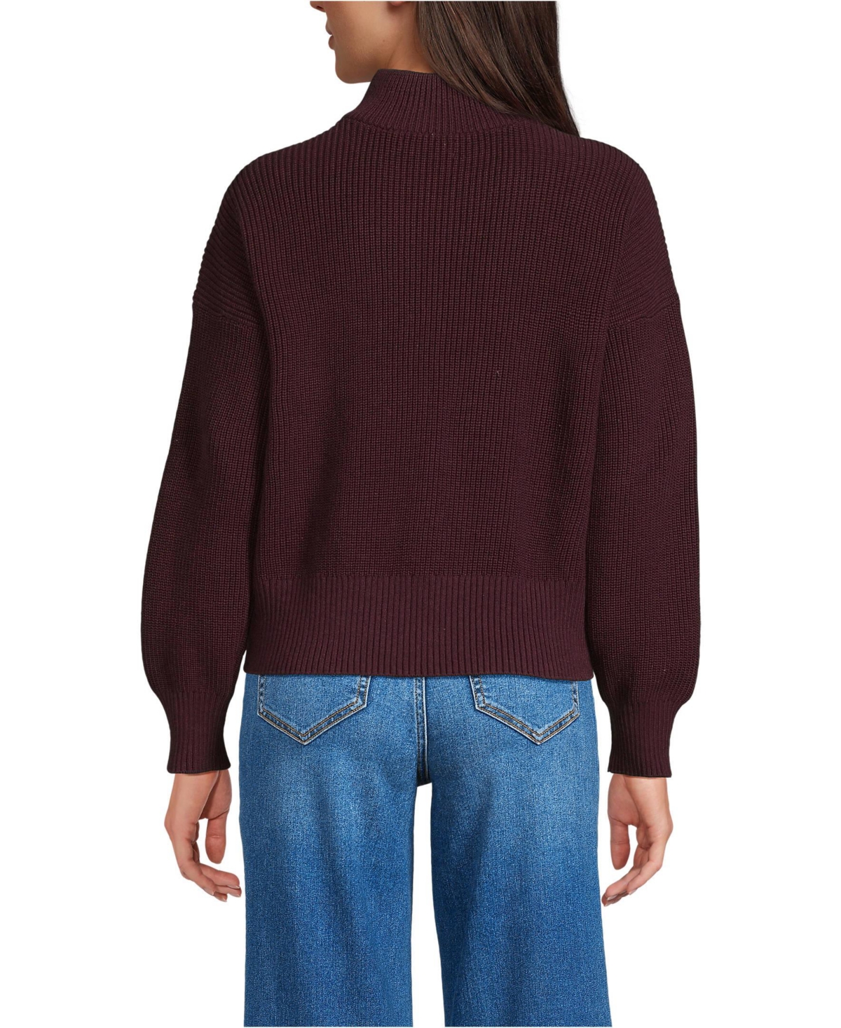 Lands' End Women's Tall Drifter Shaker Wedge Quarter Zip Sweater