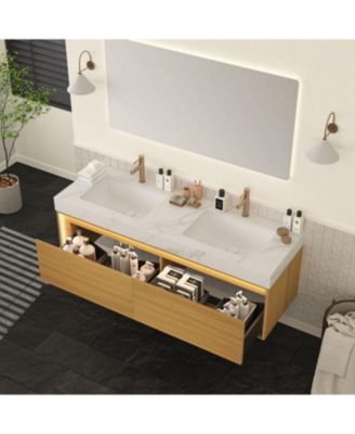 plywood LED & Soft-Close Carrara White Sintered Stone Vanity