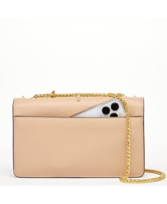 Leather Crossbody Purse Shoulder Bag  with Gold Chain Strap Evening Clutch Style