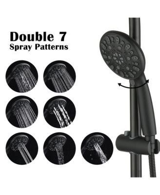 High Pressure Dual Shower Head Combo Set with 48 Settings and Adjustable Slide Bar