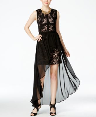chiffon overlay lace dress